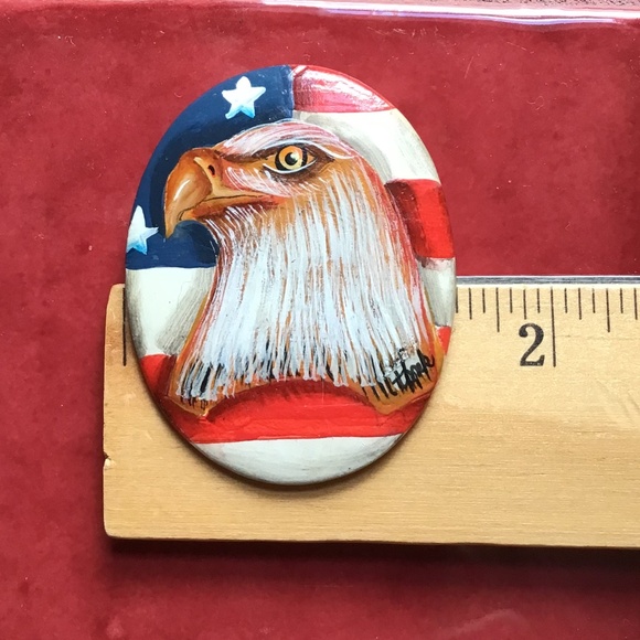 American Bald Eagle Flag Patriotic Signed Pin Brooch USA Large - Picture 3 of 11